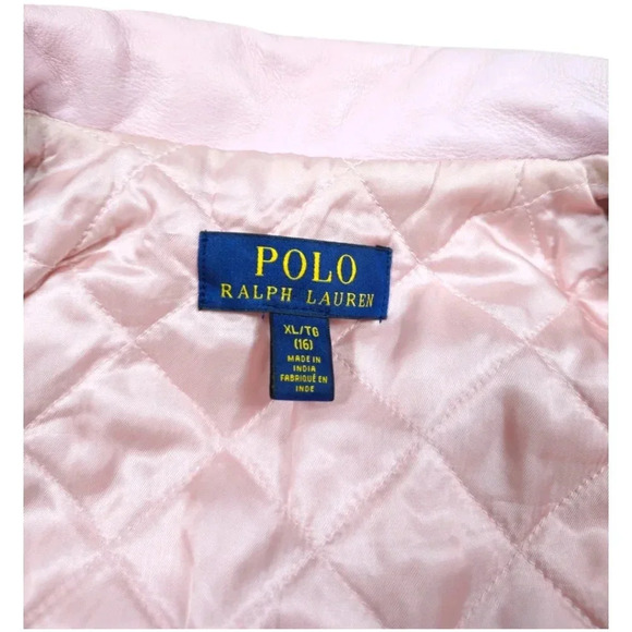 POLO RALPH LAUREN LAMB LEATHER MOTO ZIP UP JACKET GIRLS - Picture 4 of 11